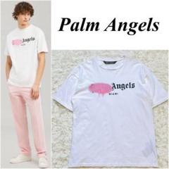 限定 Palm Angels Tシャツ スプレー Lサイズ 半袖 ホワイト ロゴ
