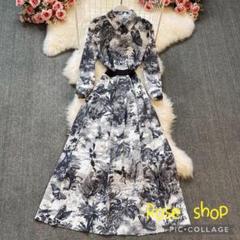 ワンピース　半袖　レディース　ドレス　レース　ロング　パーティー　花柄