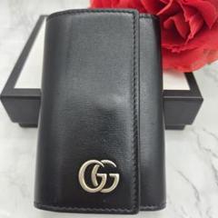 【美品】 GUCCI グッチ キーケース 6連 GG マーモント レザー 黒