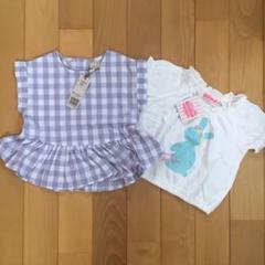 新品 プティマイン 後ろリボン付きギンガムチェックチュニック べべ Tシャツ
