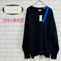 each イーチ カーディガン アクリル ブラック フリーサイズ