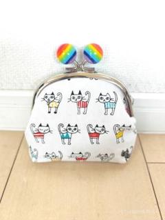 猫柄 ハンドメイド がま口ポーチ 247