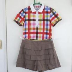 アルチビオ チェック柄 ポロシャツとフリルパンツ セット 36 アルチビオ チェック柄 ポロシャツとフリルパンツ セット 36