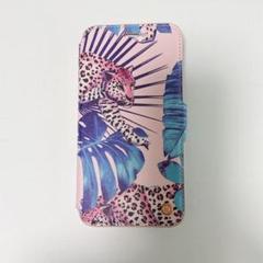 iPhone XS ピンク トロピカル ジャングル スマホケース　カード収納