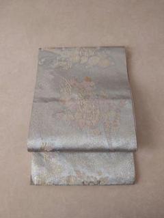振袖帯 全通 袋帯 鶴菱 松 菱 藤 グリーン ネイビー 着物 024a d