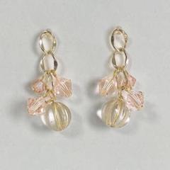 スワロフスキー デザイン チェーン ピアス かわいい ピンク【226】