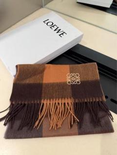 高価値セリー LOEWE ブラウン LWSB38シルク1点物年末最終セールシルク マフラー 小物