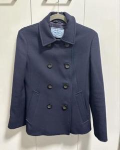 黒ローファーと☆PRADAプラダ ロゴボタン ウール Pコート (PRADA