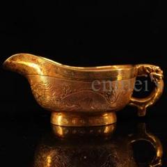 中国古美術・珍蔵純銅製・鎏金龍彫酒杯・細密彫・純手作り・文房具・賞物・酒器・酒具 中国古美術・珍蔵純銅製・鎏金龍彫酒杯・細密彫・純手作り