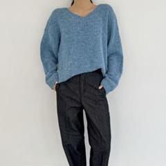 Blackup アルパカ混ドロップショルダーニットのサムネイル