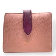 美品 CELINE セリーヌ スモールストラップウォレット 財布 ピンク レザー