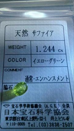 天然サファイア1.244ctソーティング付
