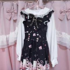 LIZLISAMany Hearts Afternoontea柄ワンピース 黒 Many Hearts Afternoontea柄ワンピース ｜ LIZ LISA（リズリサ