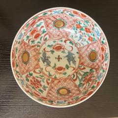 未使用 呉須赤絵輪花 菓子鉢 花鳥図 京 晴香在銘 茶道具 菓子器 未使用 呉須赤絵輪花 菓子鉢 花鳥図 京 晴香在銘 茶道具 菓子