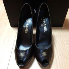 CHANEL ブラック オープントゥ ハイヒール　36　箱付き 中古・古着通販】CHANEL (シャネル) ヒールパンプス ブラック