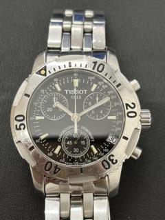 動作未確認 TISSOT ティソ クロノグラフ メンズ腕時計 黒文字盤 QZのサムネイル
