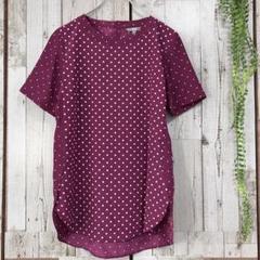 ☆ユニクロ☆美品☆ブラウス ロング チュニック ドット M パープル スリット
