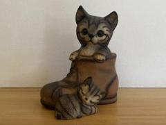 HK Demain ドマン 猫と靴 子猫 陶器製 置物