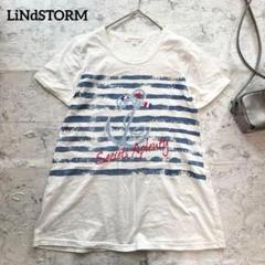 【LiNdSTORM】リンドストーム マリンテイストｔシャツ カジュアル 丈長め