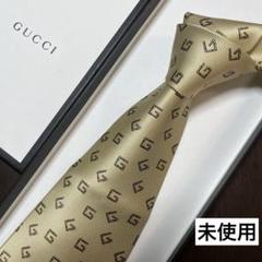未使用　グッチ　ネクタイ　金　黄色　G柄　シルクジャガード　派手　結婚式 未使用 グッチ ネクタイ 金 黄色 G柄 シルクジャガード 派手