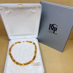 希少 大粒 8粒 コハク 琥珀 K18 18金 ネックレス