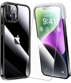 iPhone 14 plus 用 フィルム付きケース 全面保護セット ブラック