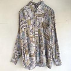 レーヨンシャツ 総柄シャツ デザインシャツ 古着 ヴィンテージ