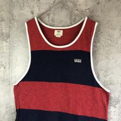 A4283古着　タンクトップ　ボーダー　ノースリーブ　カットオフ　90s Y2K