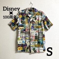 Disney 100周年 半袖シャツ アロハシャツ ディズニー S プリント