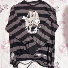 GALFY ビリビリボーダーロングスリー ブTシャツ　大型犬 GALFY (ガルフィー) ビリビリボーダー ロンTee BLACK/GRAY