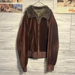 【BEAMS】ファー ベロア ジャケット 光沢感 ベージュ ボールZIP