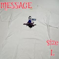 TEAM MESSAGE ガールプリントTシャツ　ホワイト　L　メッセージ