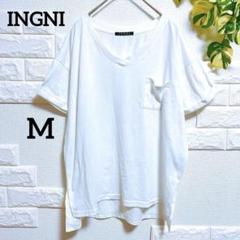 イング　白 Tシャツ　半袖　美品　M 無地　ポケット　春夏　着回し　カジュアル
