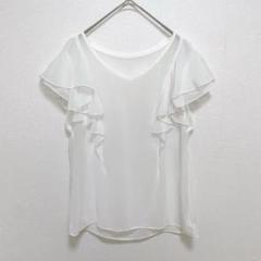 レギープレス シアーブラウス フリル袖 ホワイト M 透け感 上品 きれいめ 春