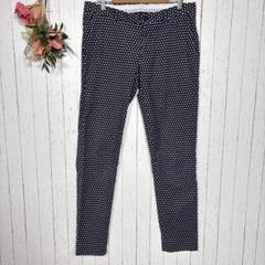 ザラマン ブラックタグ　総柄パンツ　【M】EUR30　ネイビー　ドット柄　スリム