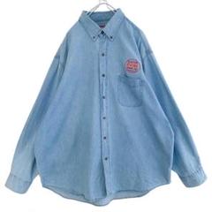 海外古着 ジャージーズ 企業物 刺繍 ボタンダウン BD デニムシャツ 2XL