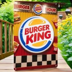 バーガーキング BURGER KING スクエア ブリキ看板 アメリカン雑貨