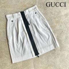 GUCCI グッチ コットン 伸縮性 ジップデザイン タイトスカート 白 36 GUCCI グッチ コットン 伸縮性 ジップデザイン タイトスカート
