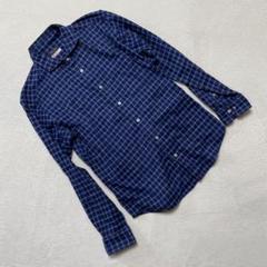 Men's Bigi シャツ 青 チェック柄 長袖 THERMOLITE ブルー