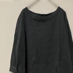 ハートマーケット　オーバーサイズカットソー(F)ブラック無地　ゆったり五分袖
