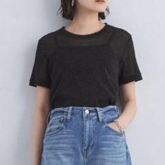 美品【24ss】グリーンレーベル シアーラメチュール半袖Tシャツ 黒