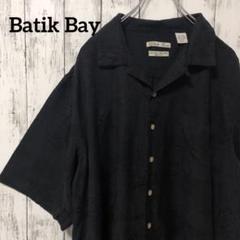 C2174 Batik Bay アロハシャツ シルク 開襟 ジャガード 刺繍 黒