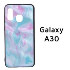 Galaxy A30 カバー ピンク グリーン マーブル