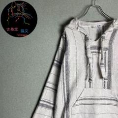 ✮パーカー　メキシカンパーカー　プルオーバー　白×黒　ゆったり　XL✮