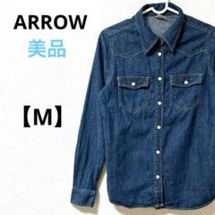 美品 ARROW【M】デニムシャツ インディゴブルー コットン