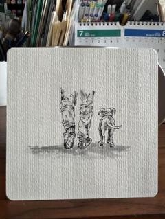 手描きイラスト 人と犬の散歩sono-024