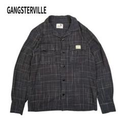 美品 GANGSTERVILLE 総柄 オープンネックシャツ ブラック L 長袖 m17871408887_1.jpg?1746957762