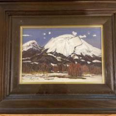 油彩画 山と村の風景 約30cm x 40cm