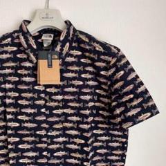 USA企画ノースフェイスブラック黒サーモン柄半袖シャツXXL