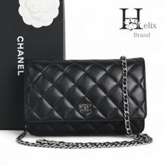 【美品】CHANEL マトラッセ　チェーンウォレット　ラムスキン　バッグ　黒のサムネイル